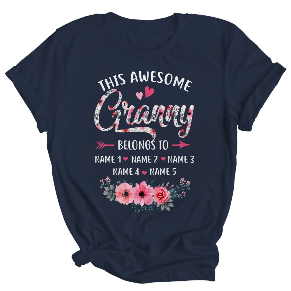 Personalized This Awesome Granny Belongs To Custom Kids Name Floral Granny Mothers Day Birthday Christmas Shirt & Tank Top | siriusteestore