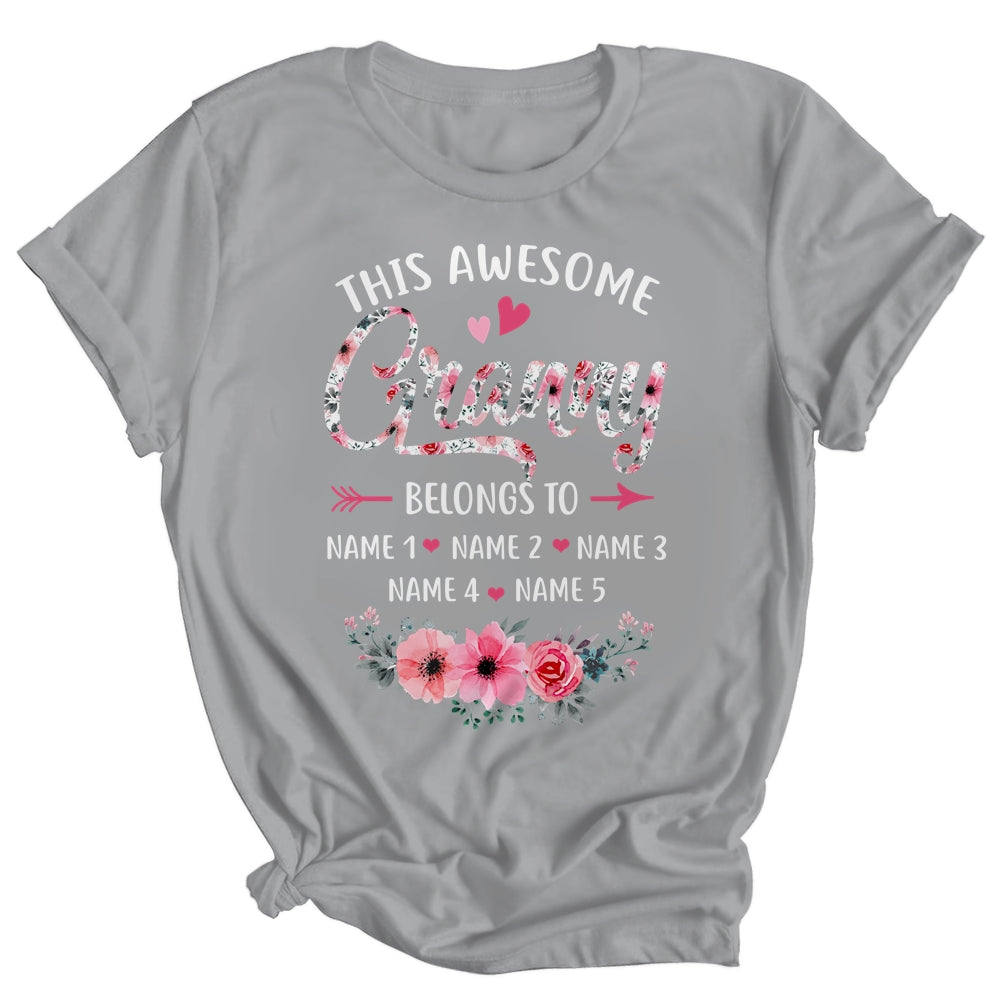 Personalized This Awesome Granny Belongs To Custom Kids Name Floral Granny Mothers Day Birthday Christmas Shirt & Tank Top | siriusteestore