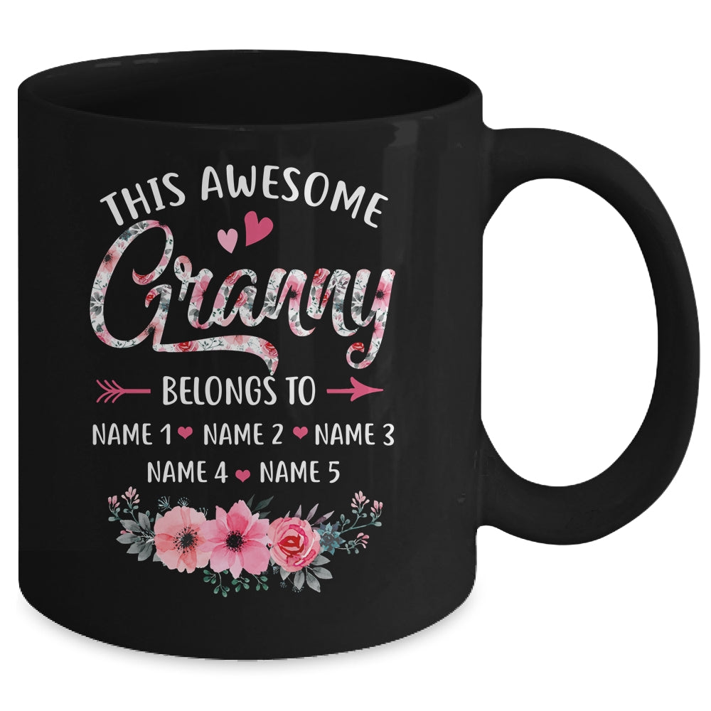 Personalized This Awesome Granny Belongs To Custom Kids Name Floral Granny Mothers Day Birthday Christmas Mug | siriusteestore