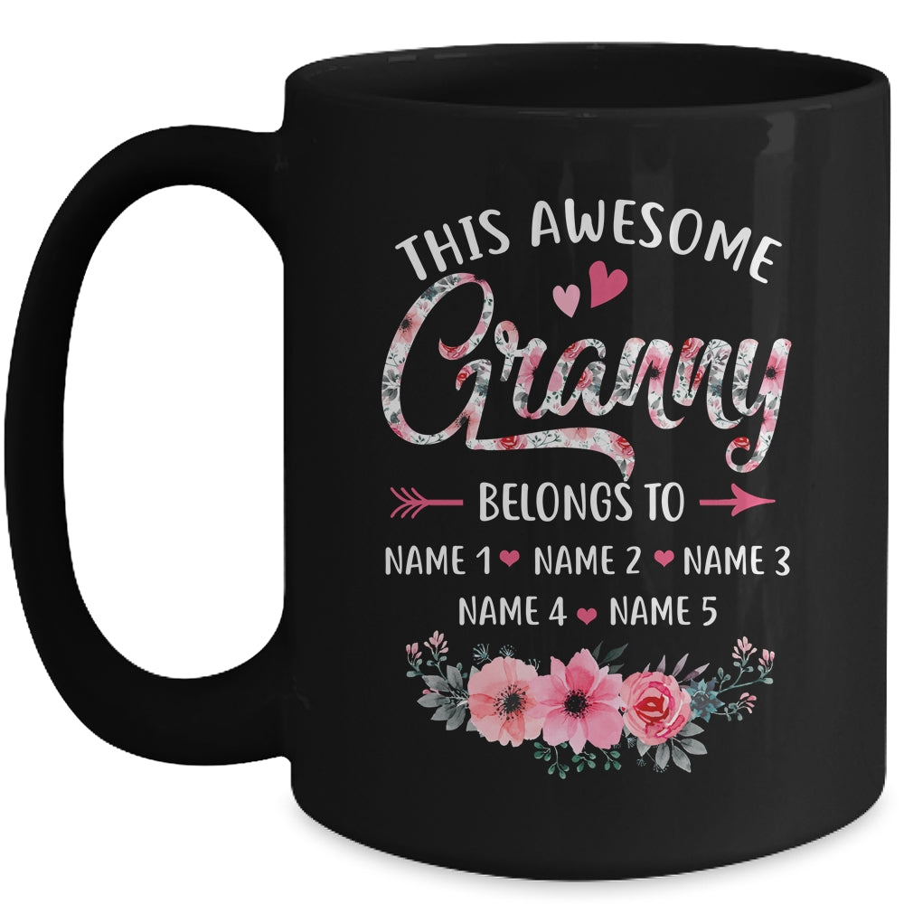 Personalized This Awesome Granny Belongs To Custom Kids Name Floral Granny Mothers Day Birthday Christmas Mug | siriusteestore
