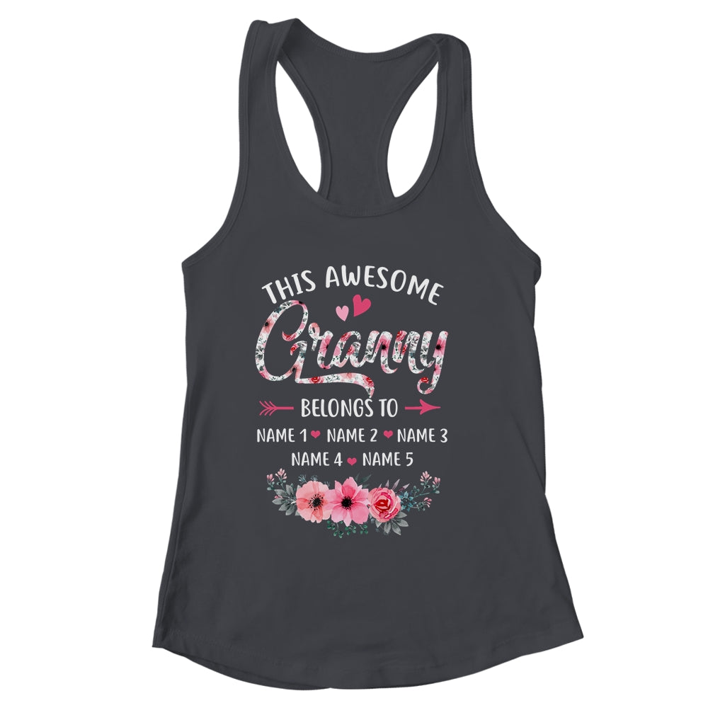 Personalized This Awesome Granny Belongs To Custom Kids Name Floral Granny Mothers Day Birthday Christmas Shirt & Tank Top | siriusteestore