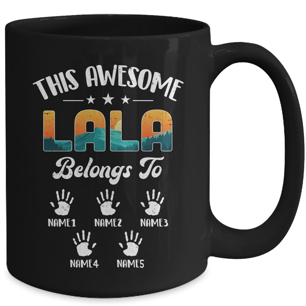 Personalized This Awesome Lala Belongs To Custom Kids Name Vintage Mothers Day Birthday Christmas Mug | siriusteestore