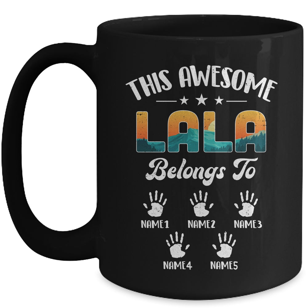 Personalized This Awesome Lala Belongs To Custom Kids Name Vintage Mothers Day Birthday Christmas Mug | siriusteestore