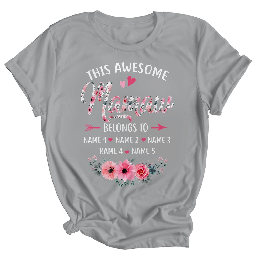 Personalized This Awesome Mamaw Belongs To Custom Kids Name Floral Mamaw Mothers Day Birthday Christmas Shirt & Tank Top | siriusteestore
