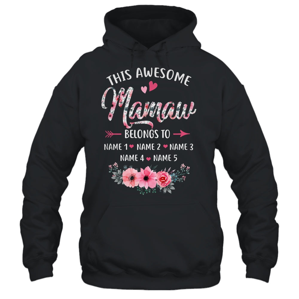 Personalized This Awesome Mamaw Belongs To Custom Kids Name Floral Mamaw Mothers Day Birthday Christmas Shirt & Tank Top | siriusteestore