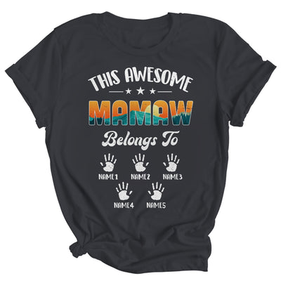 Personalized This Awesome Mamaw Belongs To Custom Kids Name Vintage Mothers Day Birthday Christmas Shirt & Tank Top | siriusteestore
