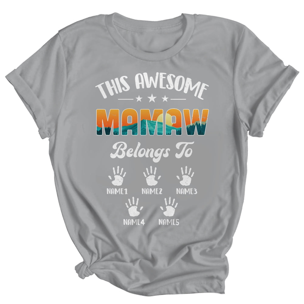 Personalized This Awesome Mamaw Belongs To Custom Kids Name Vintage Mothers Day Birthday Christmas Shirt & Tank Top | siriusteestore