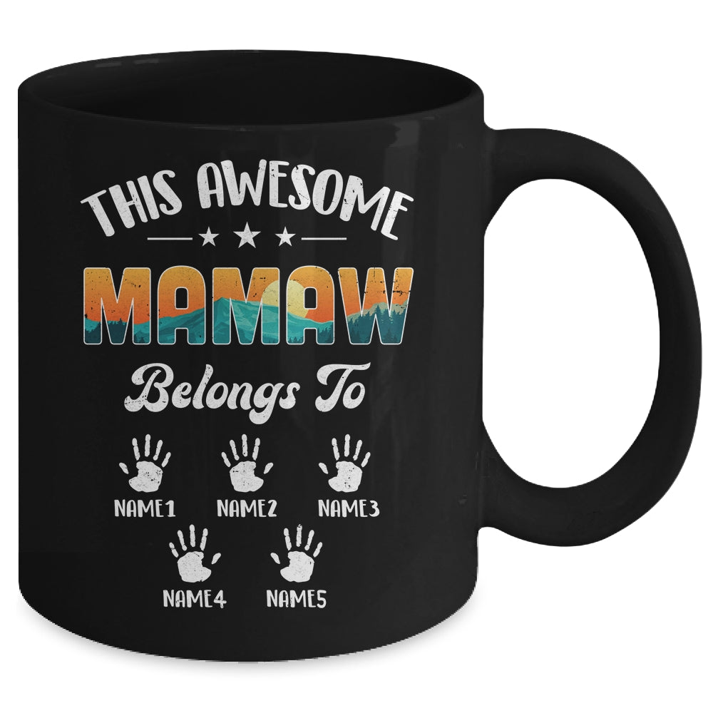 Personalized This Awesome Mamaw Belongs To Custom Kids Name Vintage Mothers Day Birthday Christmas Mug | siriusteestore