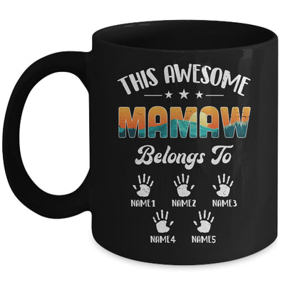 Personalized This Awesome Mamaw Belongs To Custom Kids Name Vintage Mothers Day Birthday Christmas Mug | siriusteestore