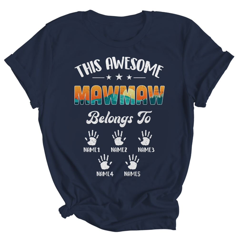 Personalized This Awesome Mawmaw Belongs To Custom Kids Name Vintage Mothers Day Birthday Christmas Shirt & Tank Top | siriusteestore