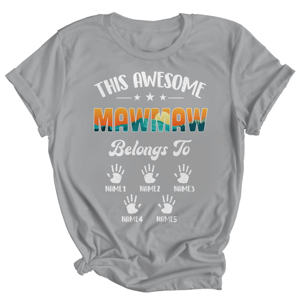 Personalized This Awesome Mawmaw Belongs To Custom Kids Name Vintage Mothers Day Birthday Christmas Shirt & Tank Top | siriusteestore