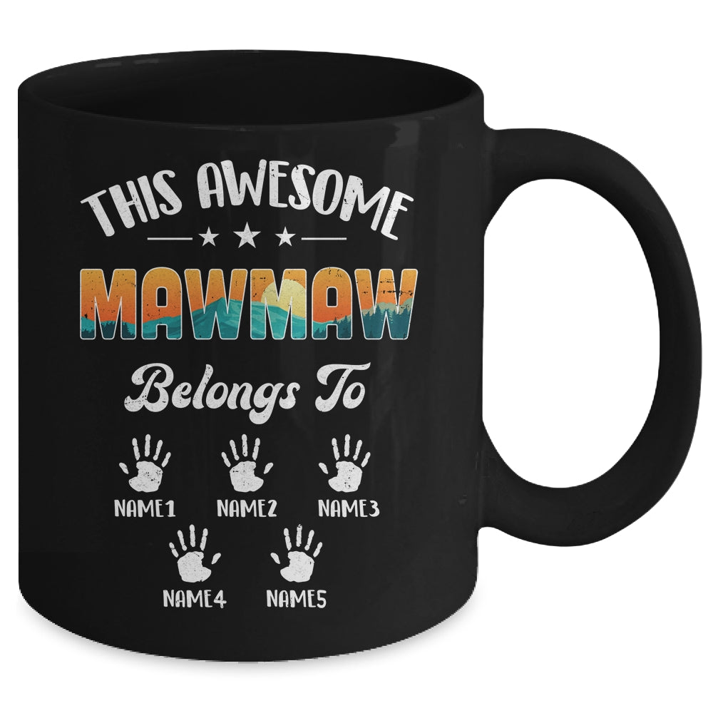 Personalized This Awesome Mawmaw Belongs To Custom Kids Name Vintage Mothers Day Birthday Christmas Mug | siriusteestore