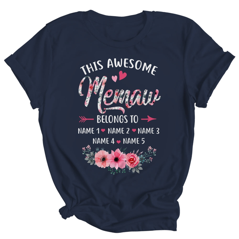 Personalized This Awesome Memaw Belongs To Custom Kids Name Floral Memaw Mothers Day Birthday Christmas Shirt & Tank Top | siriusteestore