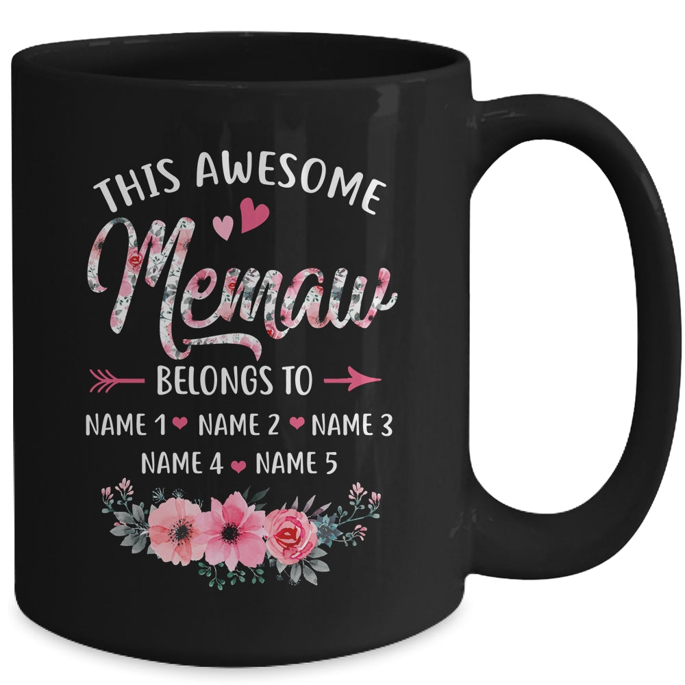 Personalized This Awesome Memaw Belongs To Custom Kids Name Floral Memaw Mothers Day Birthday Christmas Mug | siriusteestore