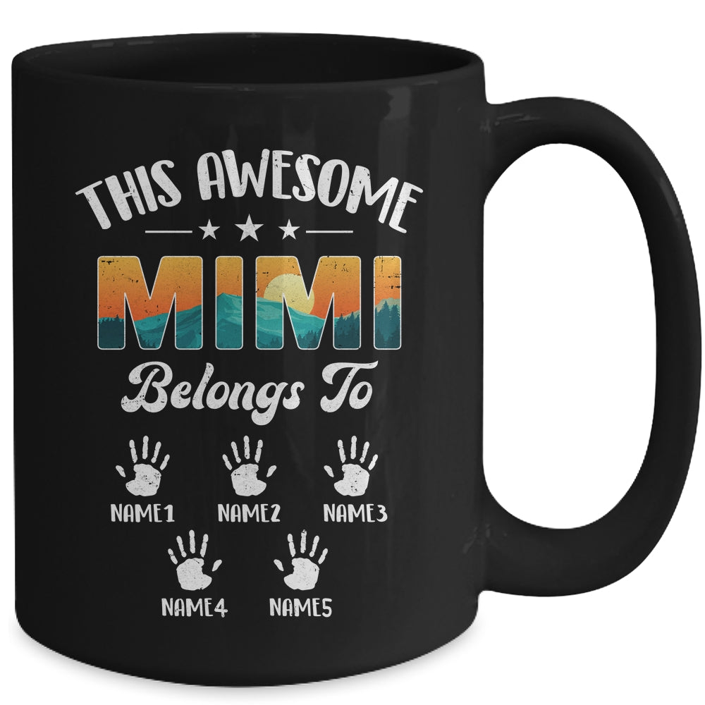 Personalized This Awesome Mimi Belongs To Custom Kids Name Vintage Mothers Day Birthday Christmas Mug | siriusteestore