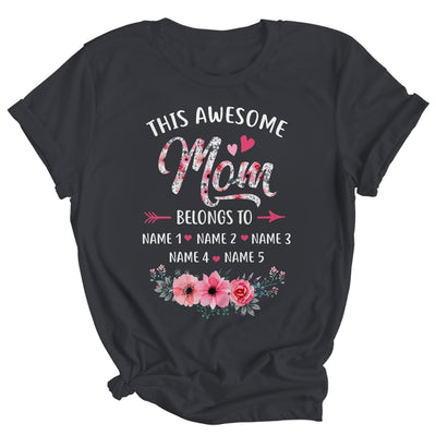 Personalized This Awesome Mom Belongs To Custom Kids Name Floral Mom Mothers Day Birthday Christmas Shirt & Tank Top | siriusteestore