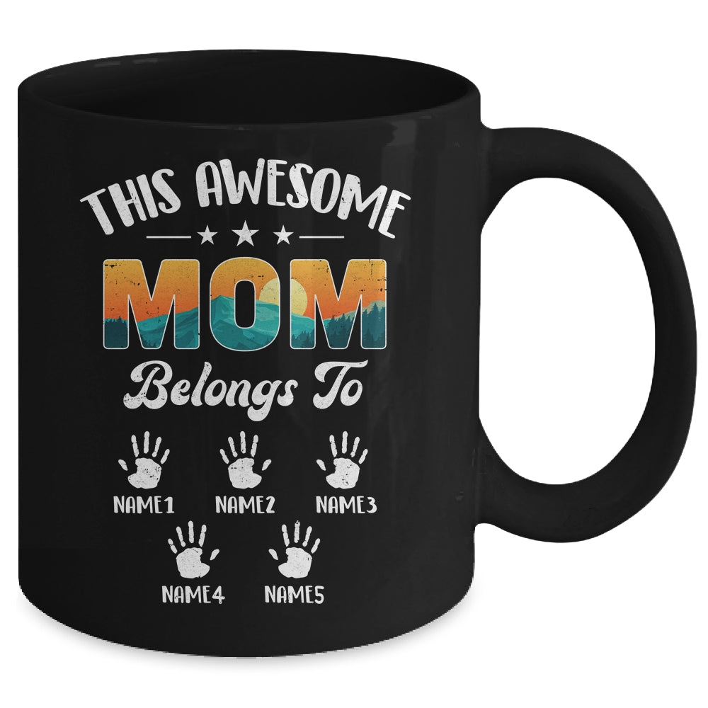 Personalized This Awesome Mom Belongs To Custom Kids Name Vintage Mothers Day Birthday Christmas Mug | siriusteestore