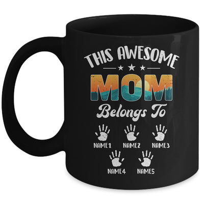 Personalized This Awesome Mom Belongs To Custom Kids Name Vintage Mothers Day Birthday Christmas Mug | siriusteestore