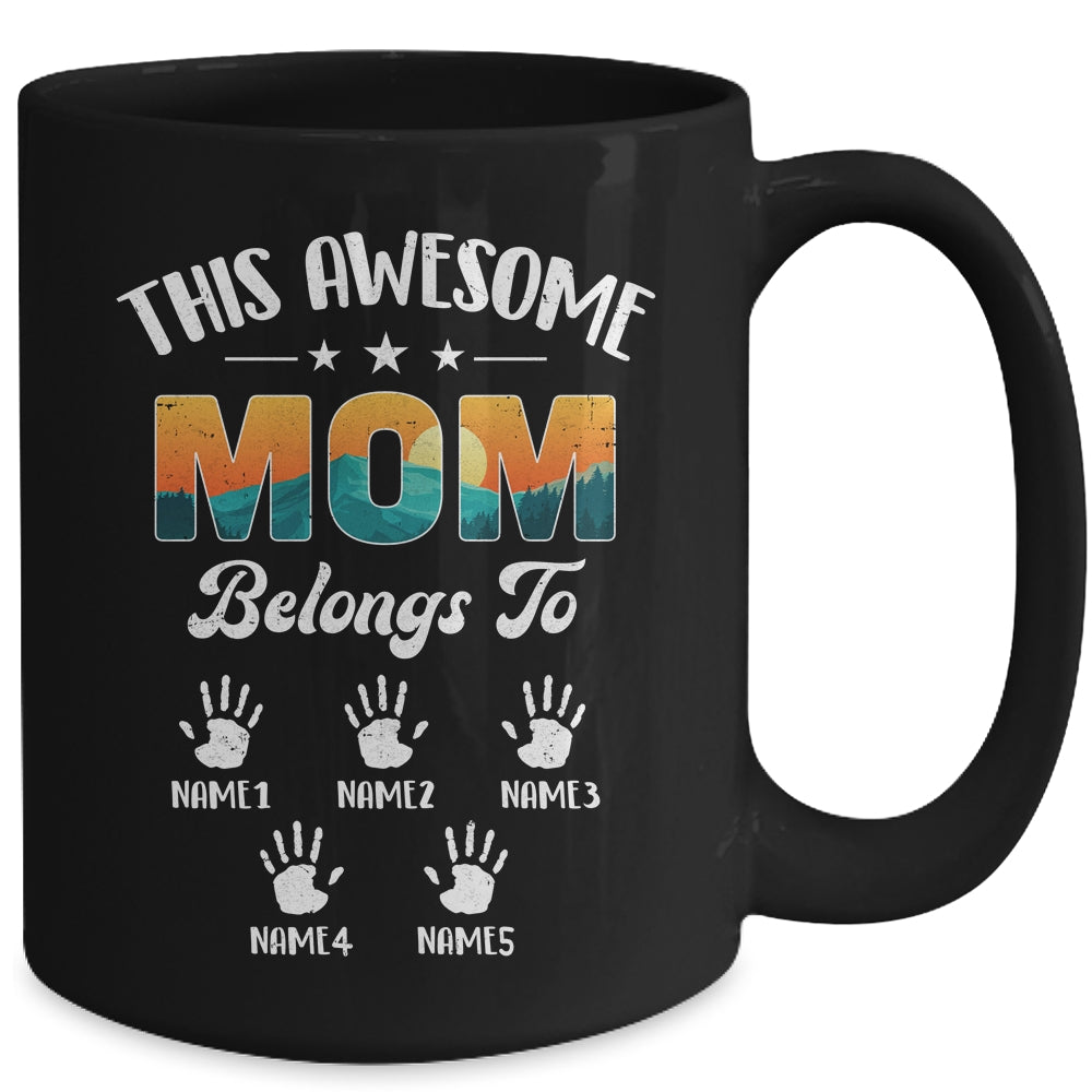 Personalized This Awesome Mom Belongs To Custom Kids Name Vintage Mothers Day Birthday Christmas Mug | siriusteestore