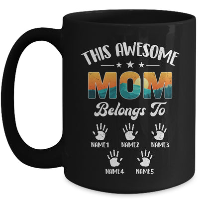 Personalized This Awesome Mom Belongs To Custom Kids Name Vintage Mothers Day Birthday Christmas Mug | siriusteestore