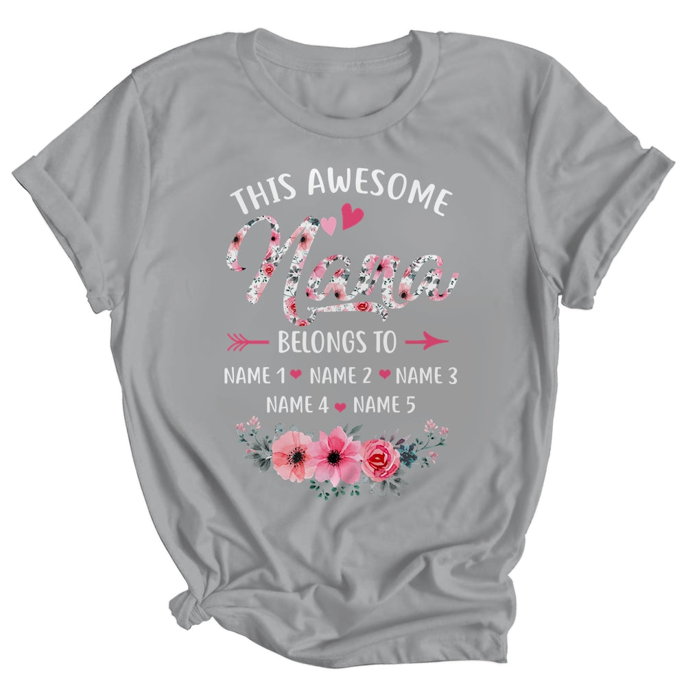Personalized This Awesome Nana Belongs To Custom Kids Name Floral Nana Mothers Day Birthday Christmas Shirt & Tank Top | siriusteestore