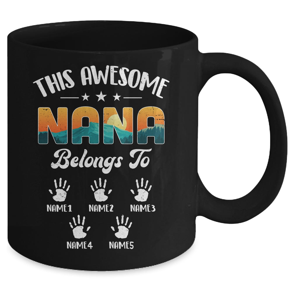 Personalized This Awesome Nana Belongs To Custom Kids Name Vintage Mothers Day Birthday Christmas Mug | siriusteestore