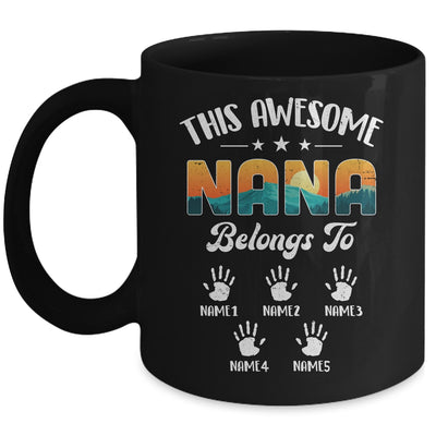 Personalized This Awesome Nana Belongs To Custom Kids Name Vintage Mothers Day Birthday Christmas Mug | siriusteestore