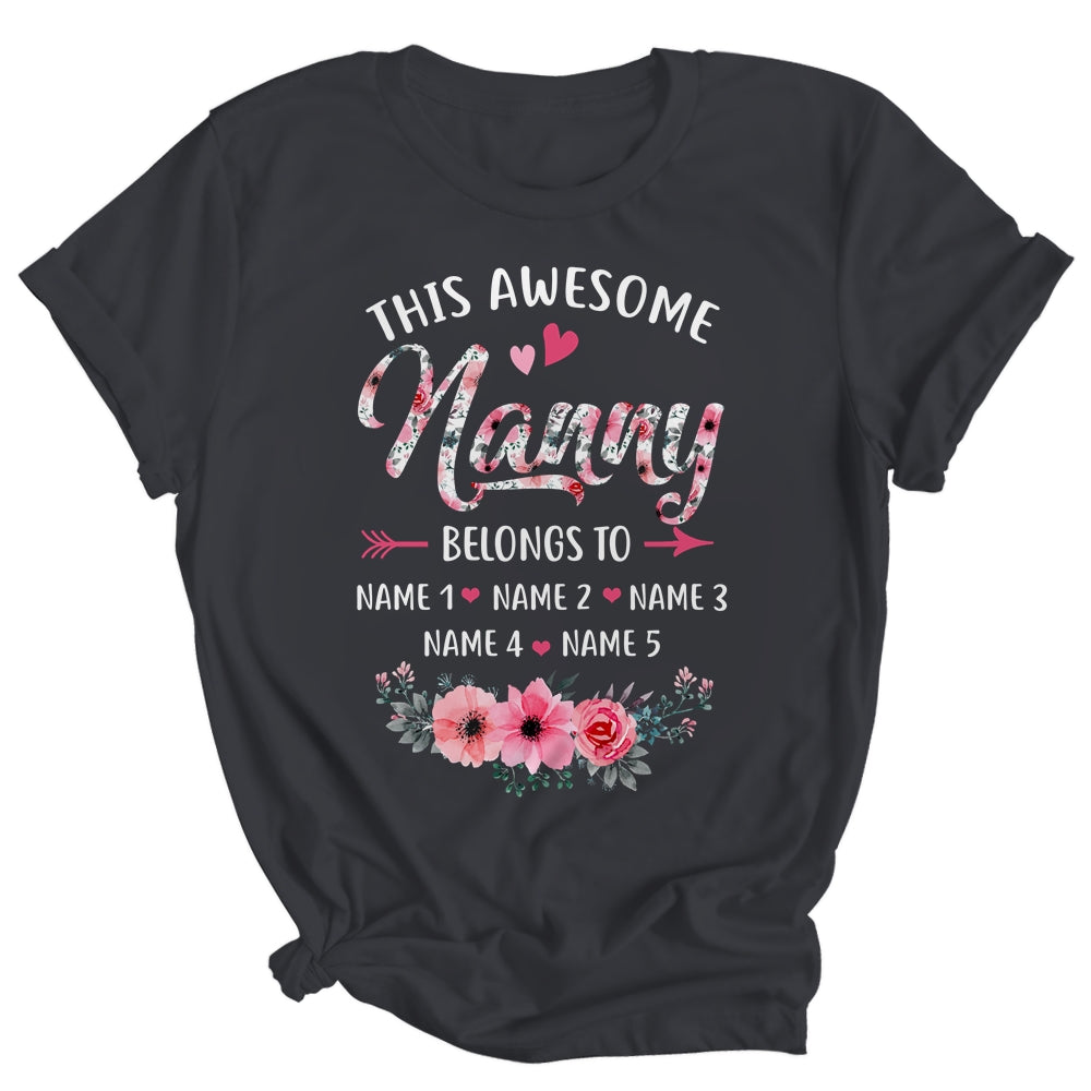 Personalized This Awesome Nanny Belongs To Custom Kids Name Floral Nanny Mothers Day Birthday Christmas Shirt & Tank Top | siriusteestore