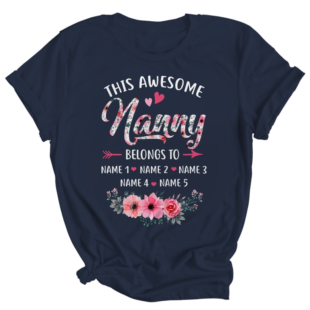 Personalized This Awesome Nanny Belongs To Custom Kids Name Floral Nanny Mothers Day Birthday Christmas Shirt & Tank Top | siriusteestore