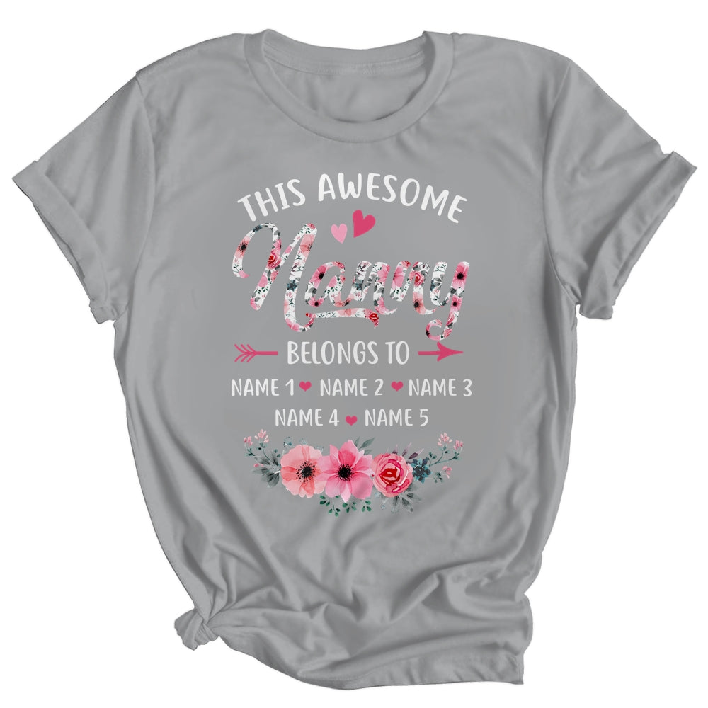 Personalized This Awesome Nanny Belongs To Custom Kids Name Floral Nanny Mothers Day Birthday Christmas Shirt & Tank Top | siriusteestore
