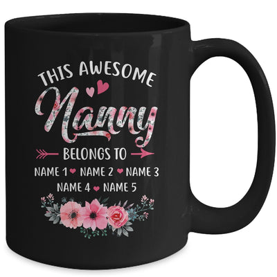 Personalized This Awesome Nanny Belongs To Custom Kids Name Floral Nanny Mothers Day Birthday Christmas Mug | siriusteestore