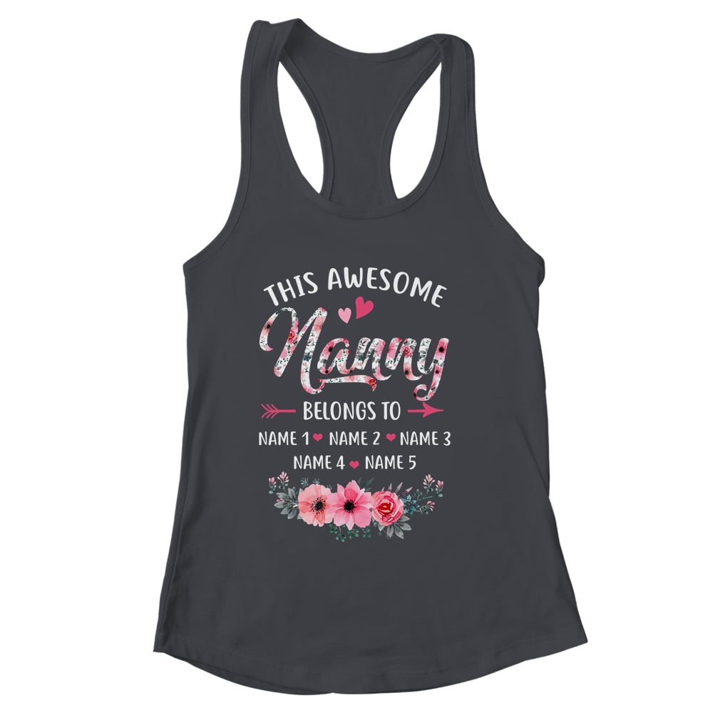 Personalized This Awesome Nanny Belongs To Custom Kids Name Floral Nanny Mothers Day Birthday Christmas Shirt & Tank Top | siriusteestore