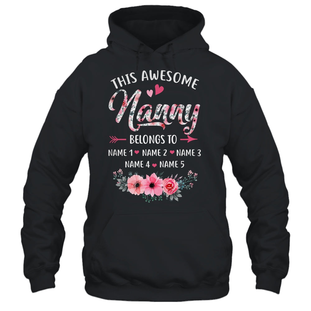 Personalized This Awesome Nanny Belongs To Custom Kids Name Floral Nanny Mothers Day Birthday Christmas Shirt & Tank Top | siriusteestore