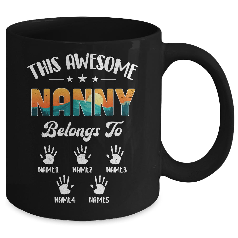Personalized This Awesome Nanny Belongs To Custom Kids Name Vintage Mothers Day Birthday Christmas Mug | siriusteestore