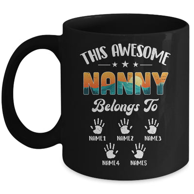Personalized This Awesome Nanny Belongs To Custom Kids Name Vintage Mothers Day Birthday Christmas Mug | siriusteestore