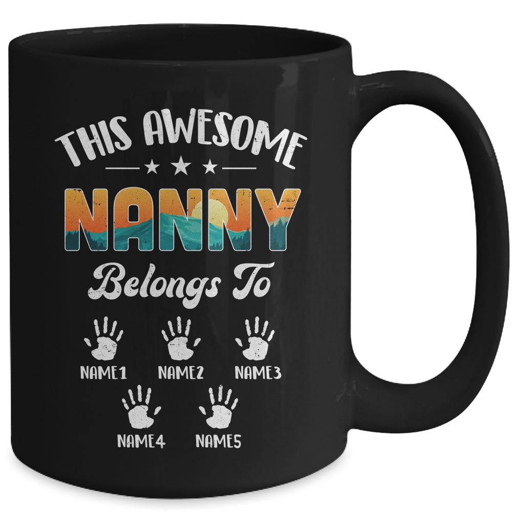 Personalized This Awesome Nanny Belongs To Custom Kids Name Vintage Mothers Day Birthday Christmas Mug | siriusteestore