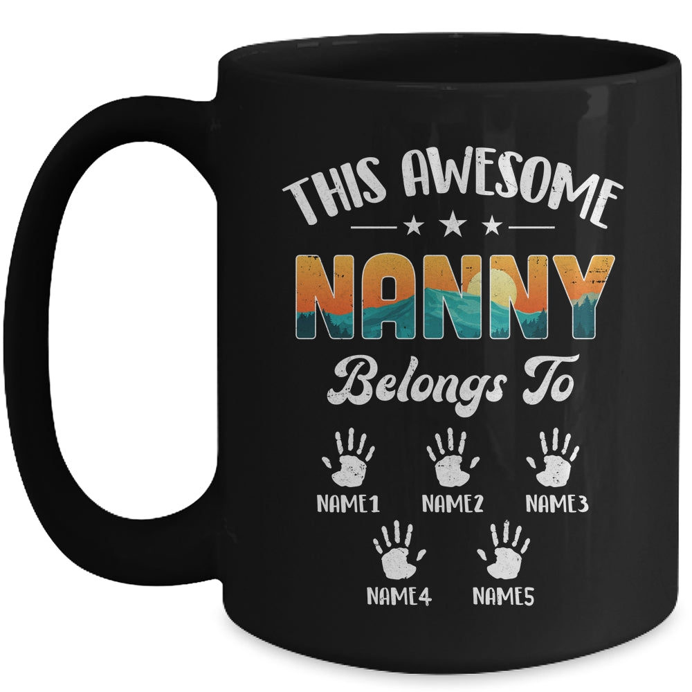 Personalized This Awesome Nanny Belongs To Custom Kids Name Vintage Mothers Day Birthday Christmas Mug | siriusteestore
