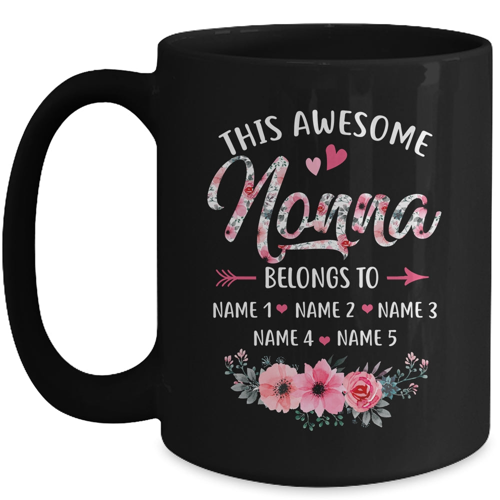 Personalized This Awesome Nonna Belongs To Custom Kids Name Floral Nonna Mothers Day Birthday Christmas Mug | siriusteestore