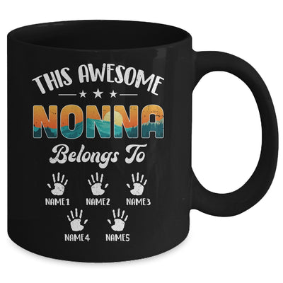 Personalized This Awesome Nonna Belongs To Custom Kids Name Vintage Mothers Day Birthday Christmas Mug | siriusteestore