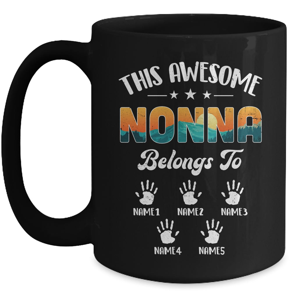 Personalized This Awesome Nonna Belongs To Custom Kids Name Vintage Mothers Day Birthday Christmas Mug | siriusteestore