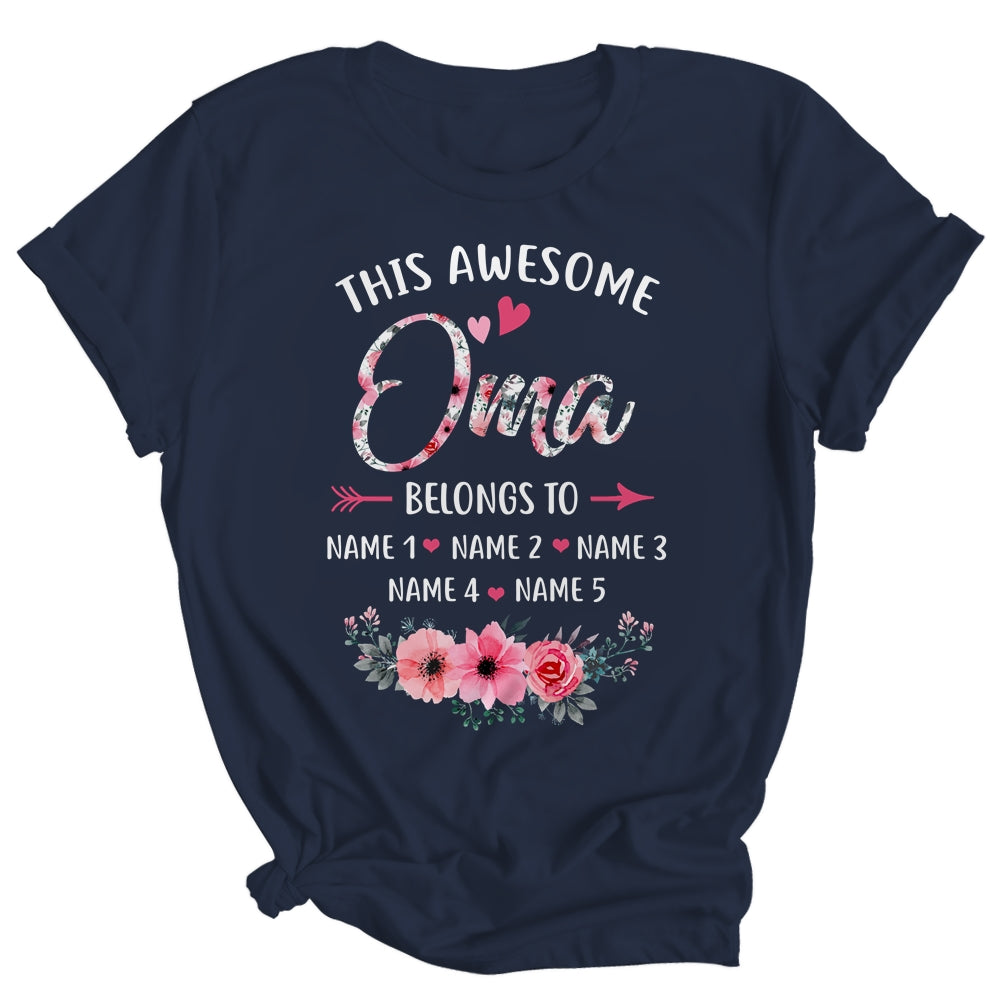 Personalized This Awesome Oma Belongs To Custom Kids Name Floral Oma Mothers Day Birthday Christmas Shirt & Tank Top | siriusteestore