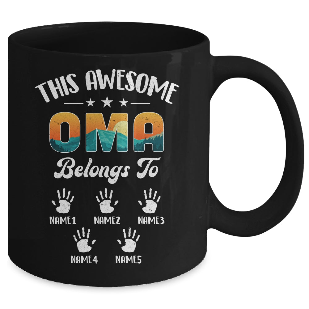 Personalized This Awesome Oma Belongs To Custom Kids Name Vintage Mothers Day Birthday Christmas Mug | siriusteestore