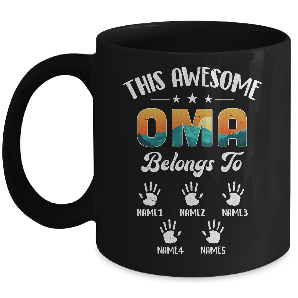 Personalized This Awesome Oma Belongs To Custom Kids Name Vintage Mothers Day Birthday Christmas Mug | siriusteestore