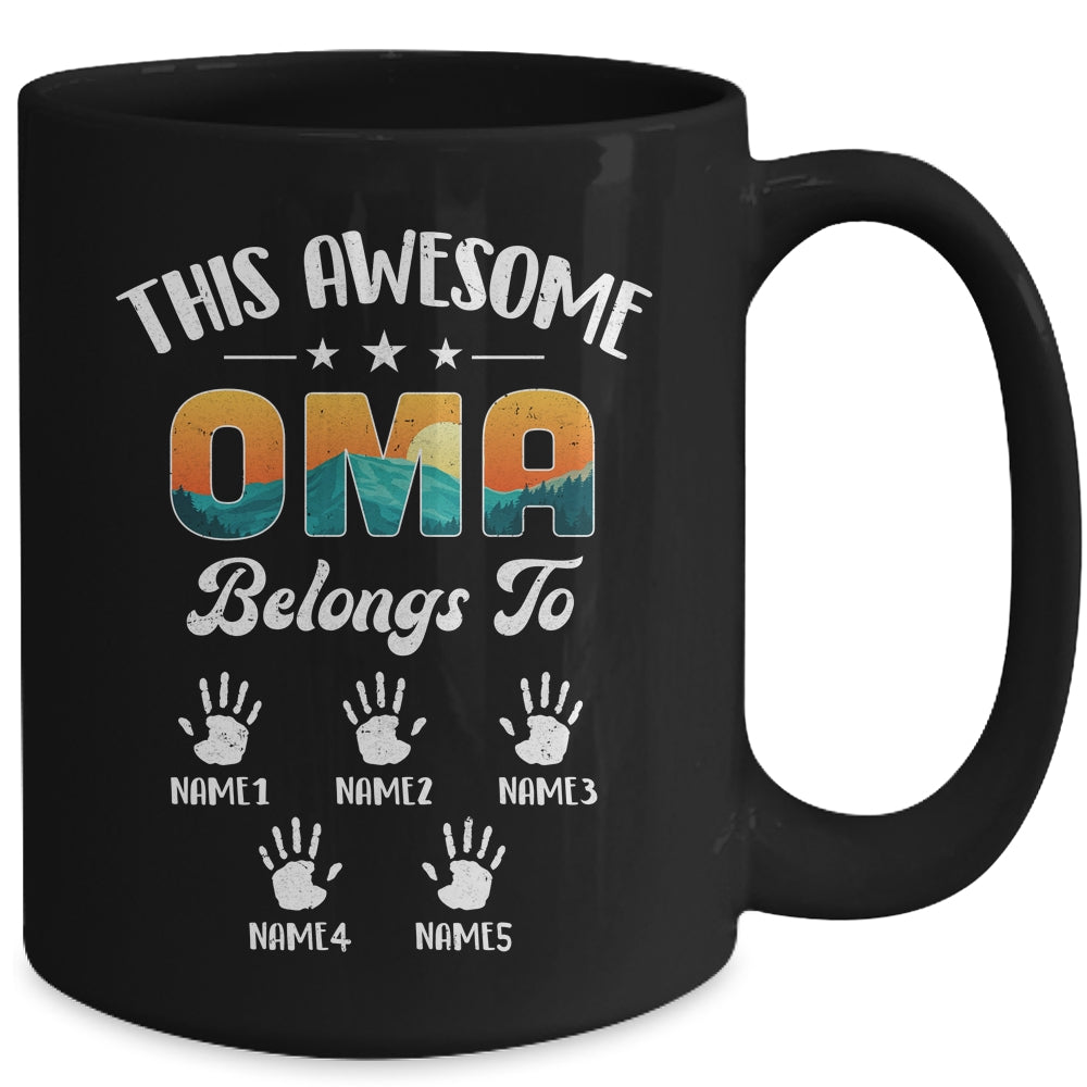Personalized This Awesome Oma Belongs To Custom Kids Name Vintage Mothers Day Birthday Christmas Mug | siriusteestore