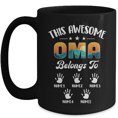 Personalized This Awesome Oma Belongs To Custom Kids Name Vintage Mothers Day Birthday Christmas Mug | siriusteestore