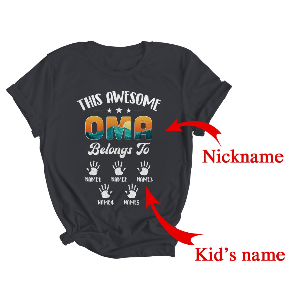 Personalized This Awesome Oma Belongs To Custom Kids Name Vintage Mothers Day Birthday Christmas Shirt & Tank Top | Custom | siriusteestore