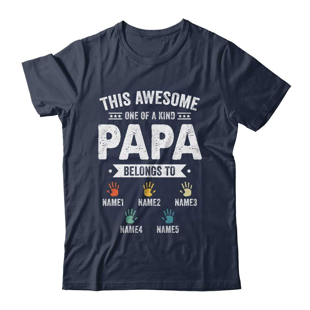Personalized This Awesome Papa Belongs To Custom Grandkids Name Color Hand Fathers Day Birthday Christmas Shirt & Hoodie | siriusteestore