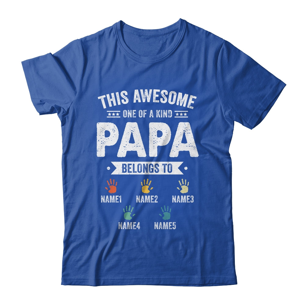 Personalized This Awesome Papa Belongs To Custom Grandkids Name Color Hand Fathers Day Birthday Christmas Shirt & Hoodie | siriusteestore