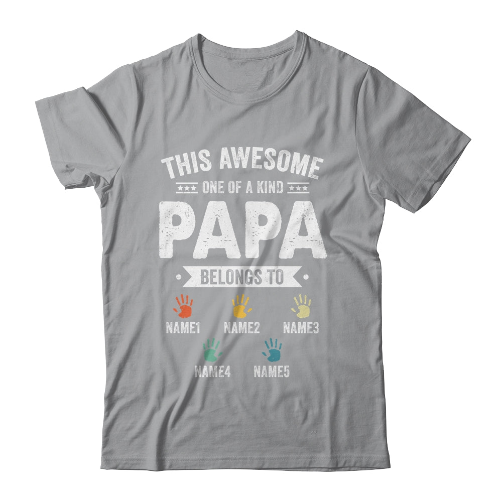 Personalized This Awesome Papa Belongs To Custom Grandkids Name Color Hand Fathers Day Birthday Christmas Shirt & Hoodie | siriusteestore