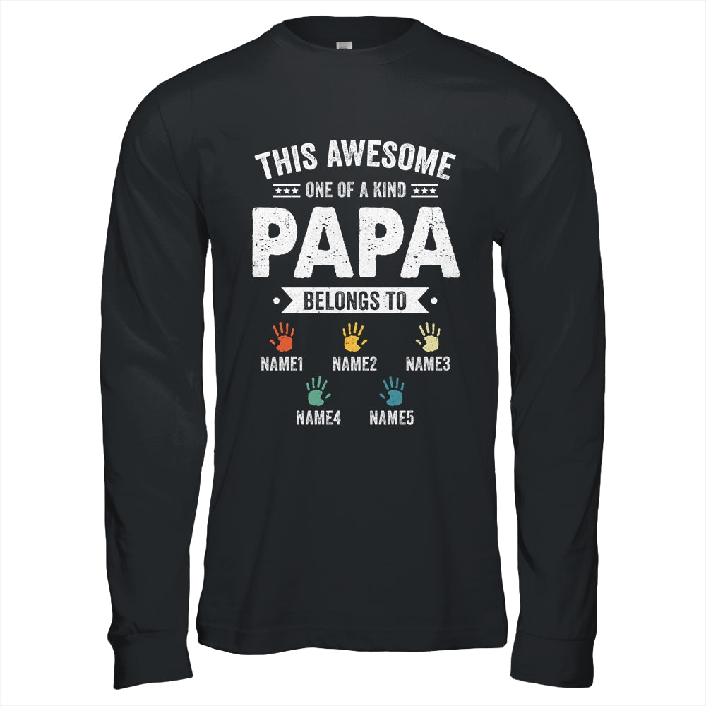 Personalized This Awesome Papa Belongs To Custom Grandkids Name Color Hand Fathers Day Birthday Christmas Shirt & Hoodie | siriusteestore